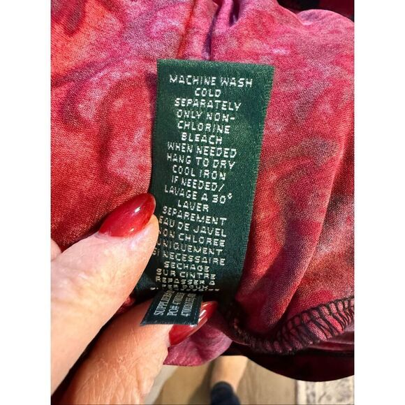 Ralph Lauren 4 Knee Length Crossover Dress Red Black Floral Victorian Cocktail - Picture 10 of 10